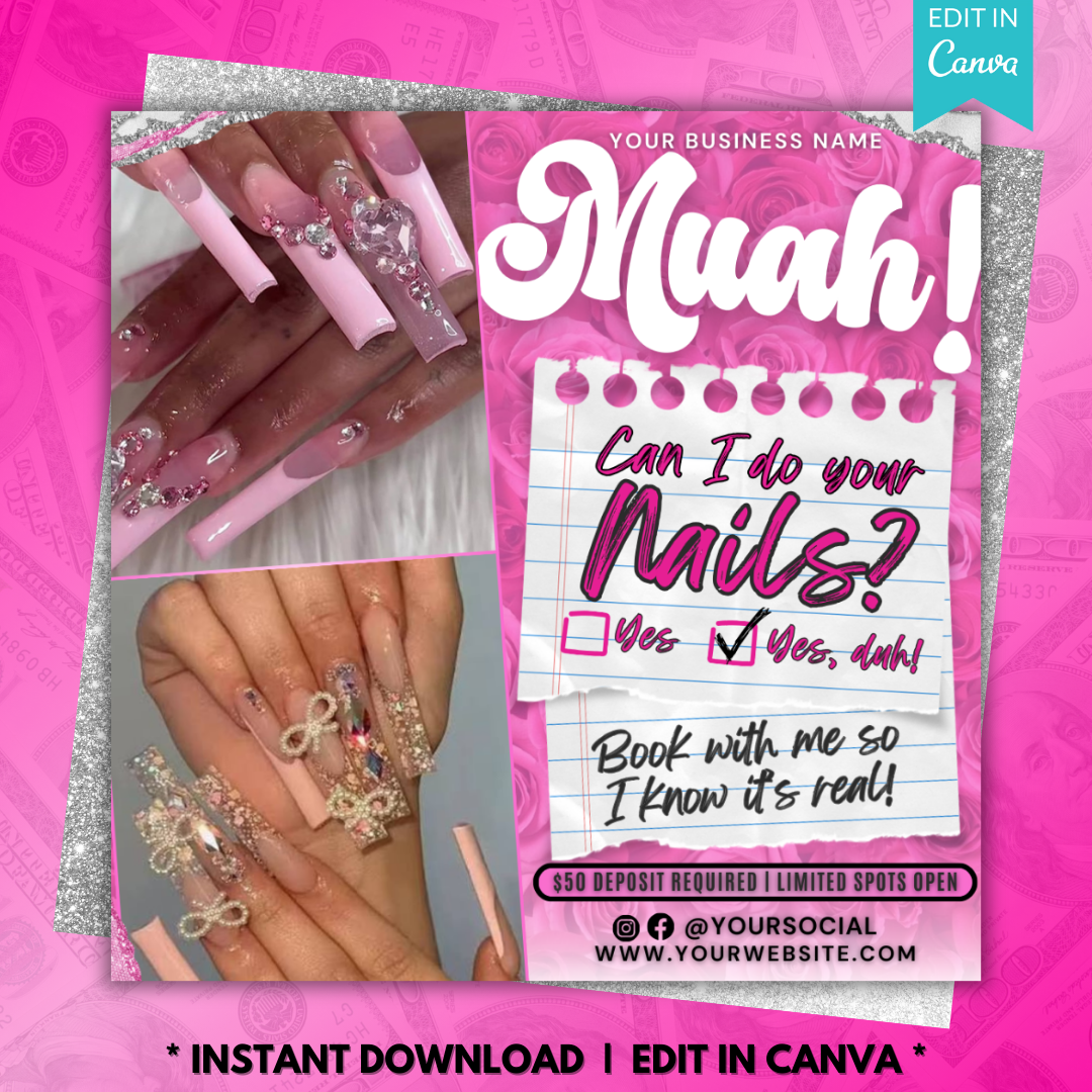 Nail Booking Flyer Template | Nail Tech Flyer