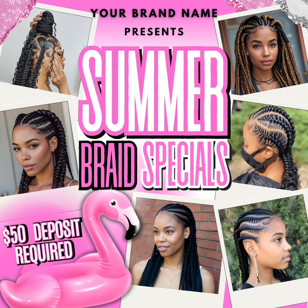 Summer Braid Flyer | June Braid Booking Flyer Template