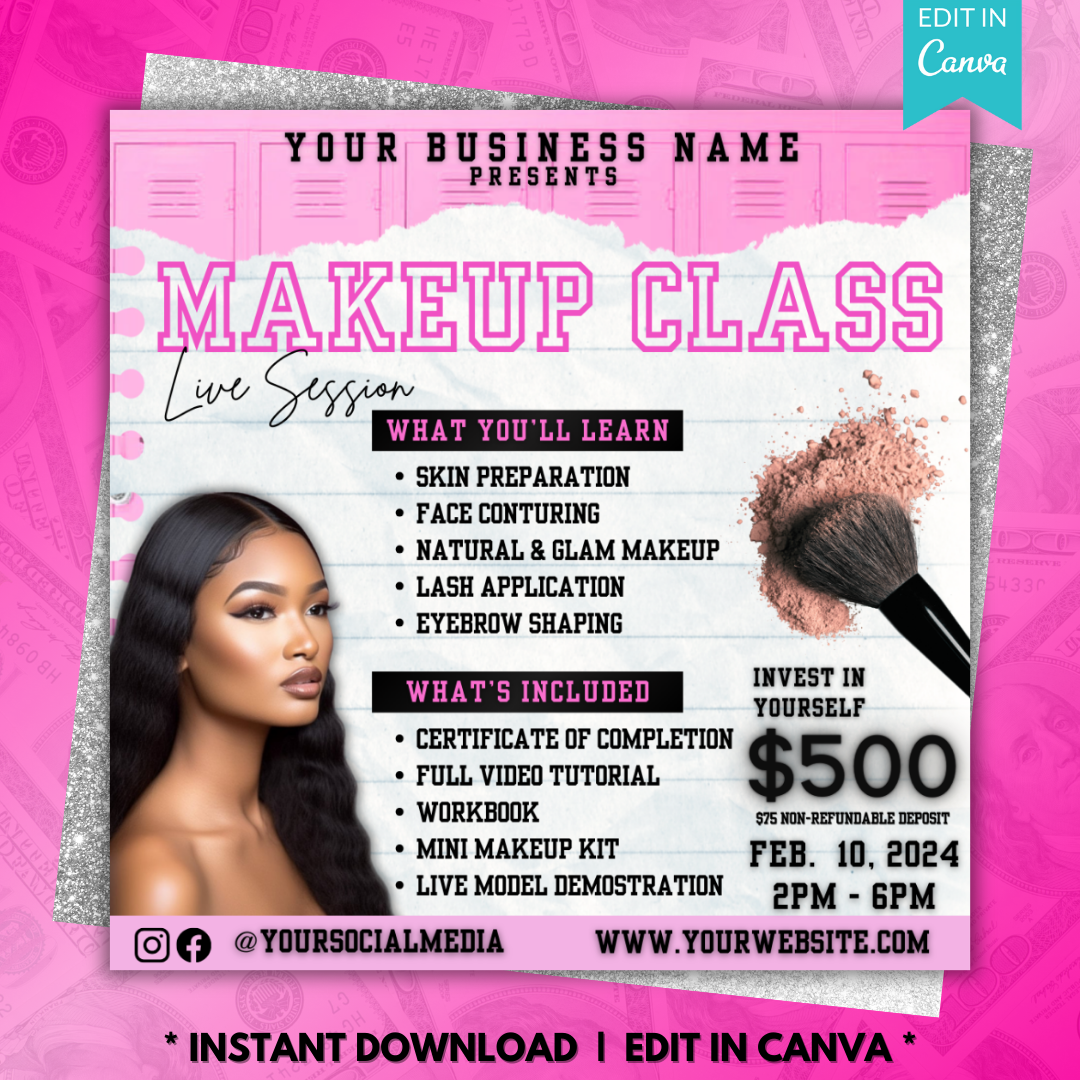 Masterclass Flyer Template | Makeup Class Flyer | MUA Class Flyer