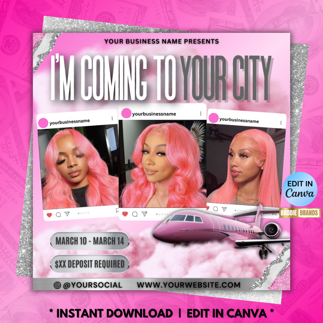 Traveling Hair Stylist | Traveling Makeup Artist | Traveling Lash Tech | Travel Flyer