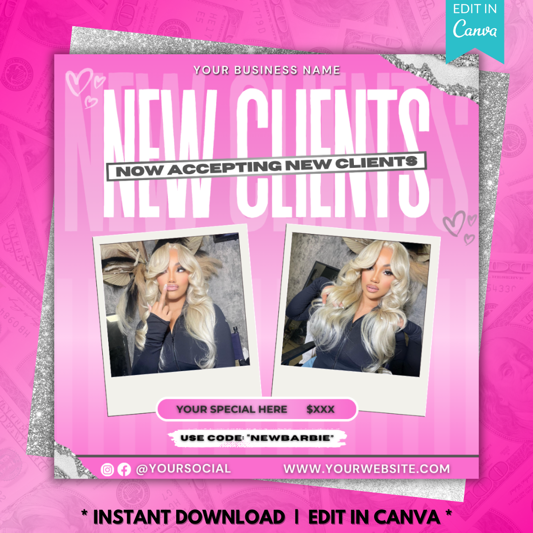 New Client Flyer | Accepting New Clients Flyer | Booking Flyer