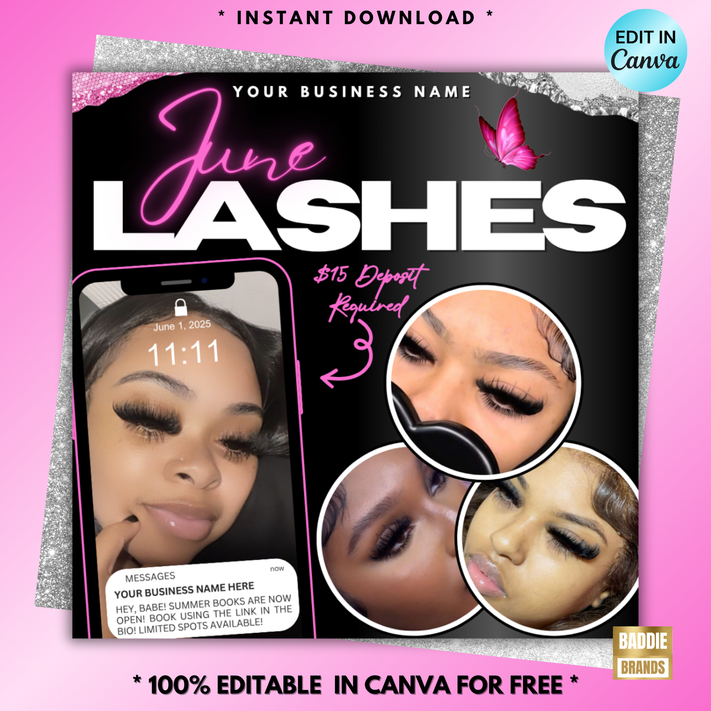 June Lash Flyer Template | Lash Booking Flyer