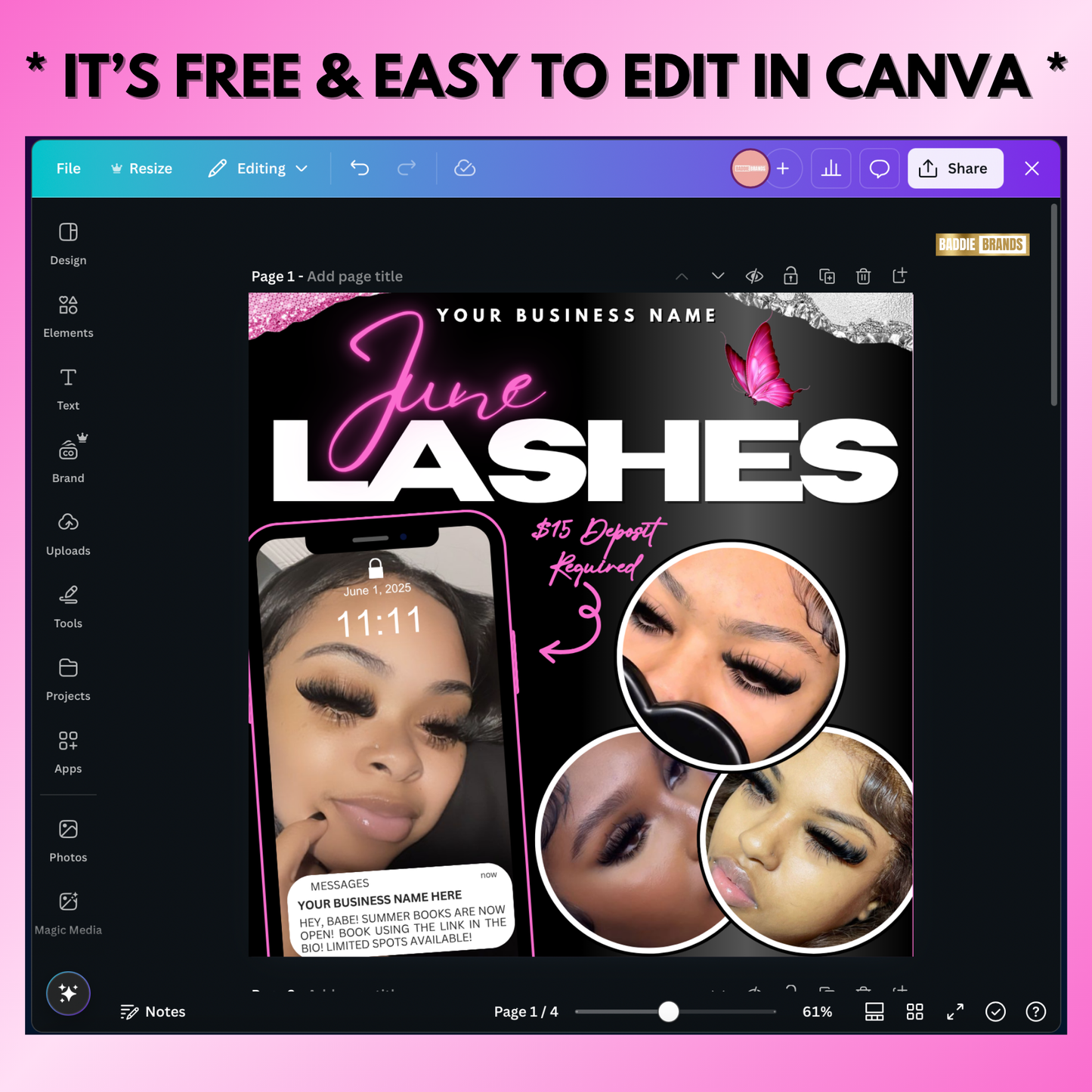 June Lash Flyer Template | Lash Booking Flyer