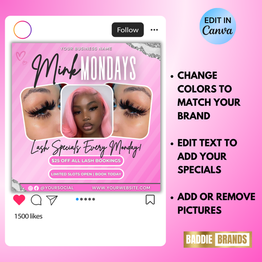 Lash Booking Flyer Template | Lash Tech Flyer | Lash Flyer