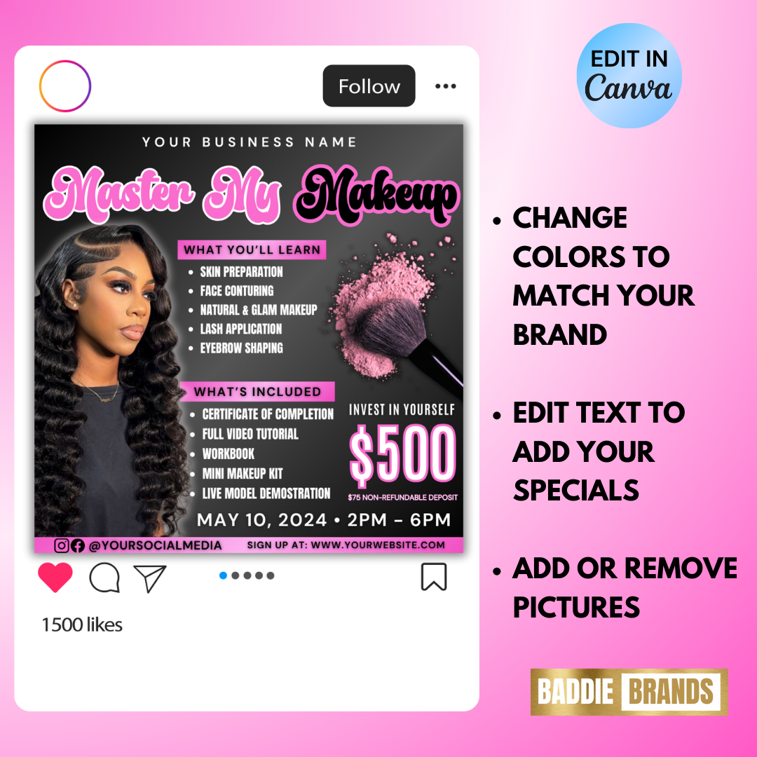 Masterclass Flyer Template | Makeup Class Flyer | MUA Class Flyer