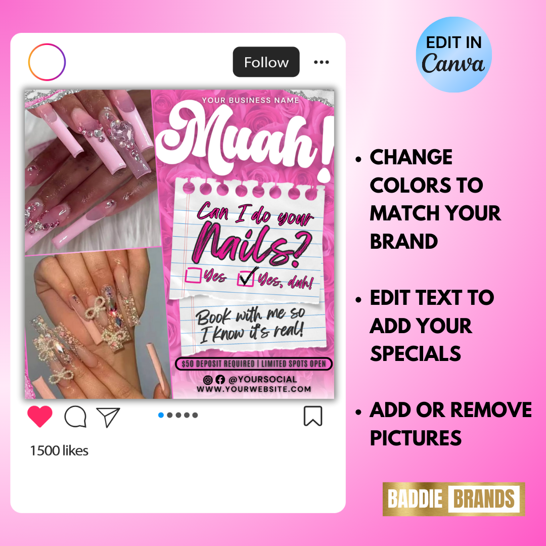 Nail Booking Flyer Template | Nail Tech Flyer