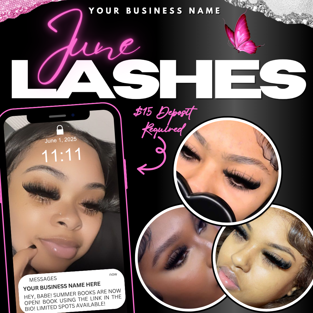 June Lash Flyer Template | Lash Booking Flyer