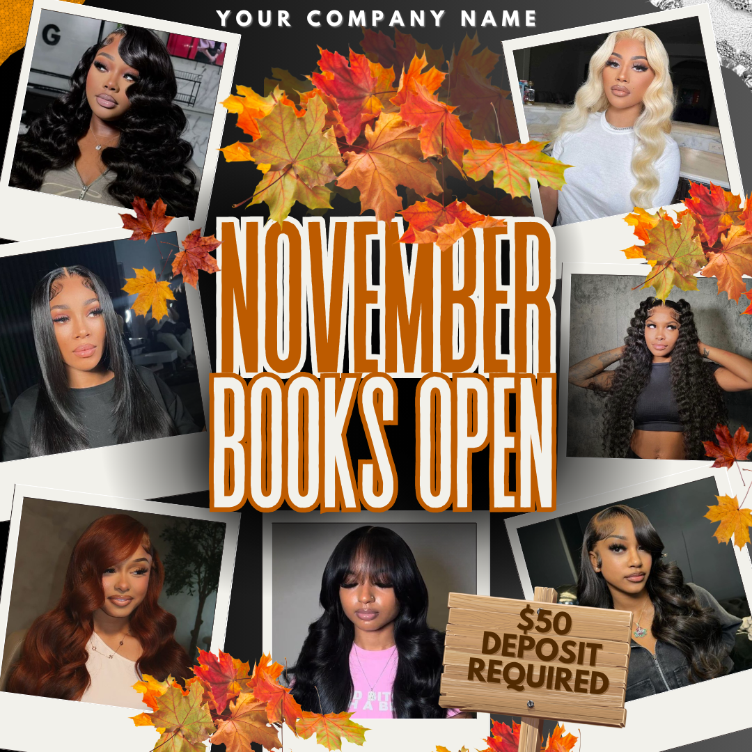 November Booking Flyer for Hairstylists, Lash Techs, Nail Techs + More | Canva Template