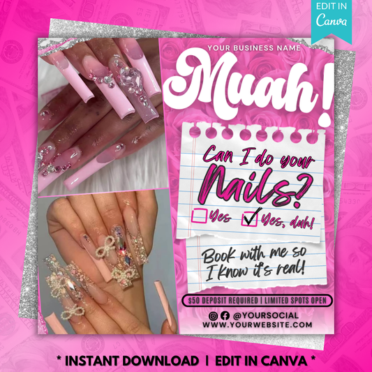 Nail Booking Flyer Template | Nail Tech Flyer