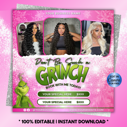 Christmas Booking Flyer for Hairstylists, Lash Techs, Nail Techs | December Booking Flyer | Canva Template