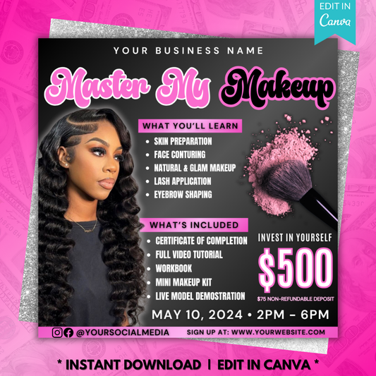Masterclass Flyer Template | Makeup Class Flyer | MUA Class Flyer