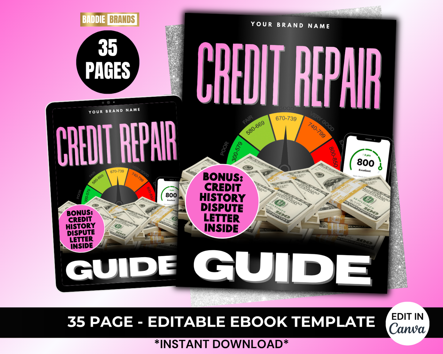 Credit Repair Ebook and Checklist | PLR Credit Repair Checklist - Master Resell Rights | Edit in Canva