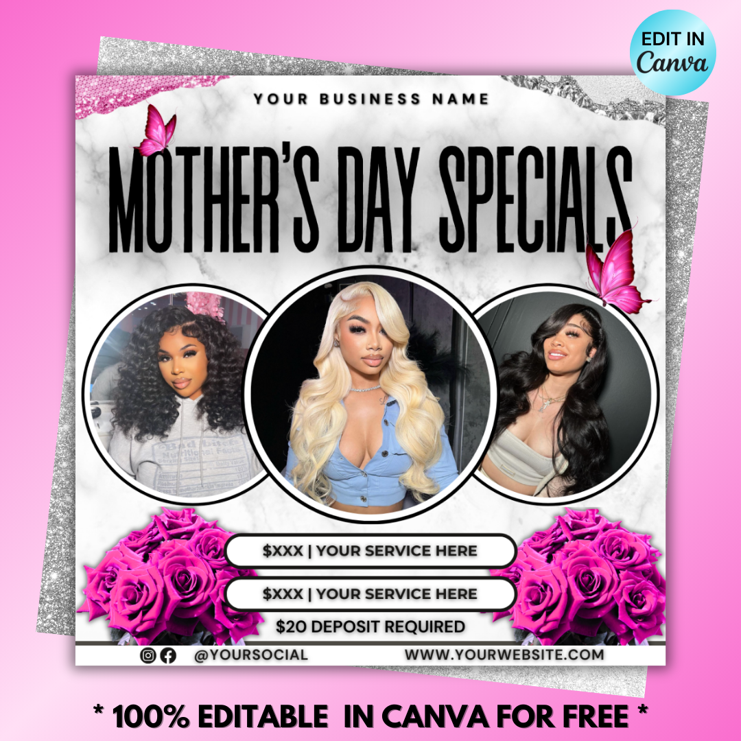 May Booking Flyer | Mother's Day Specials Flyer | Edit in Canva