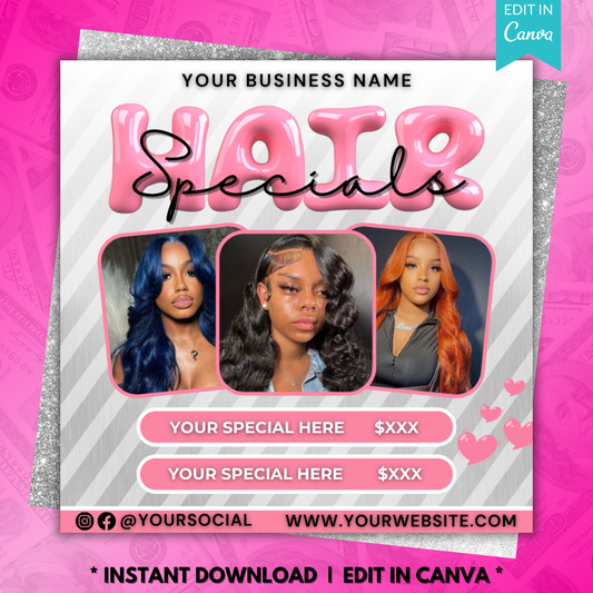 Hair Booking Flyer Template | Hair Flyer | Hair Stylist Flyer | Wig Flyer