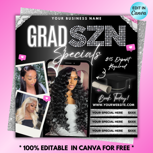 Graduation Booking Specials Flyer | Edit in Canva