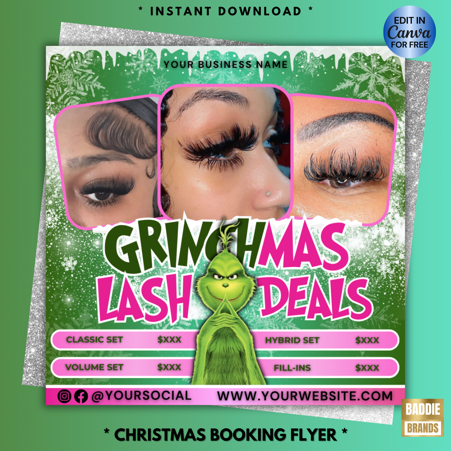 Christmas Lash Flyer, December Booking Flyer, Editable Template | Edit in Canva