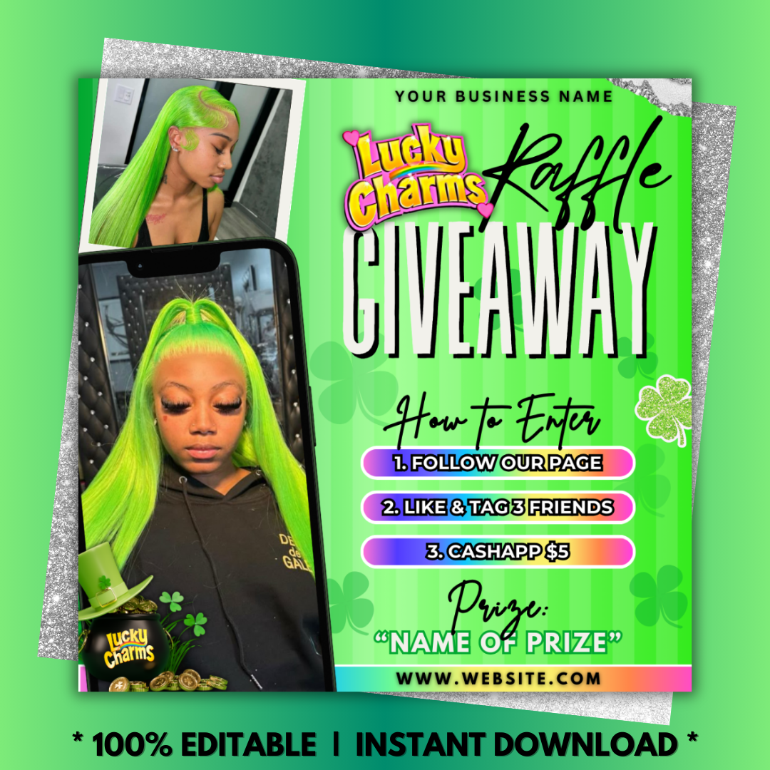 March Raffle Giveaway Flyer Template | Editable in Canva | Spring Promotion Flyer