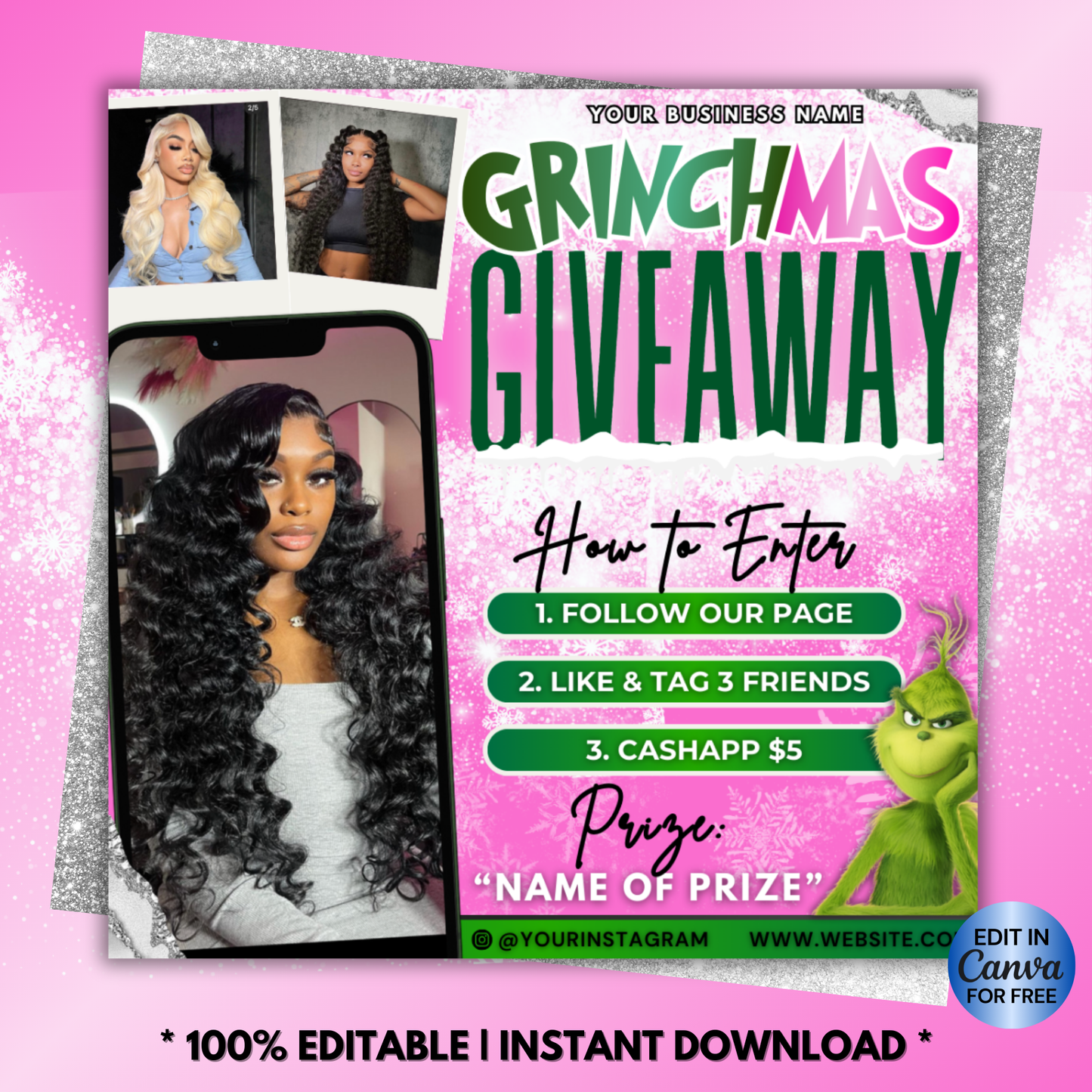 Christmas Raffle Flyer, December Giveaway Flyer | Canva Template