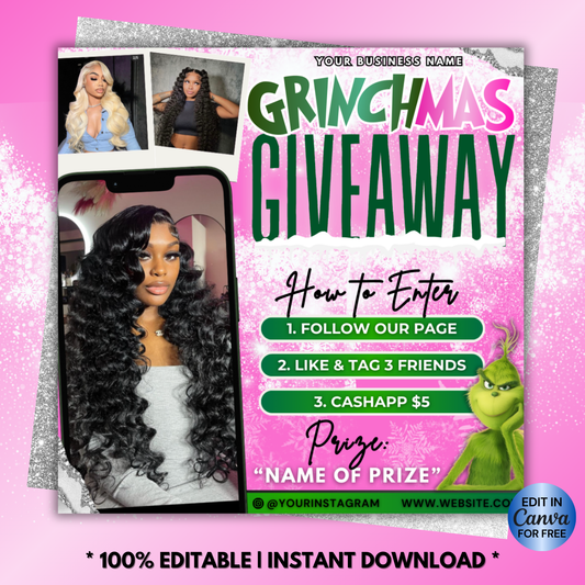 Christmas Raffle Flyer, December Giveaway Flyer | Canva Template