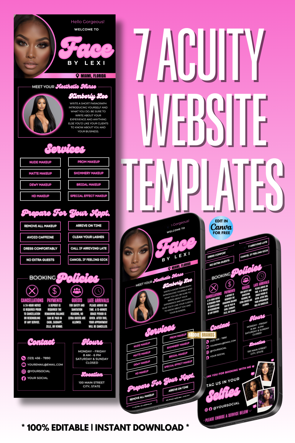 Acuity Scheduling Website Template | Makeup Booking Website | Hair, Lash, Nail