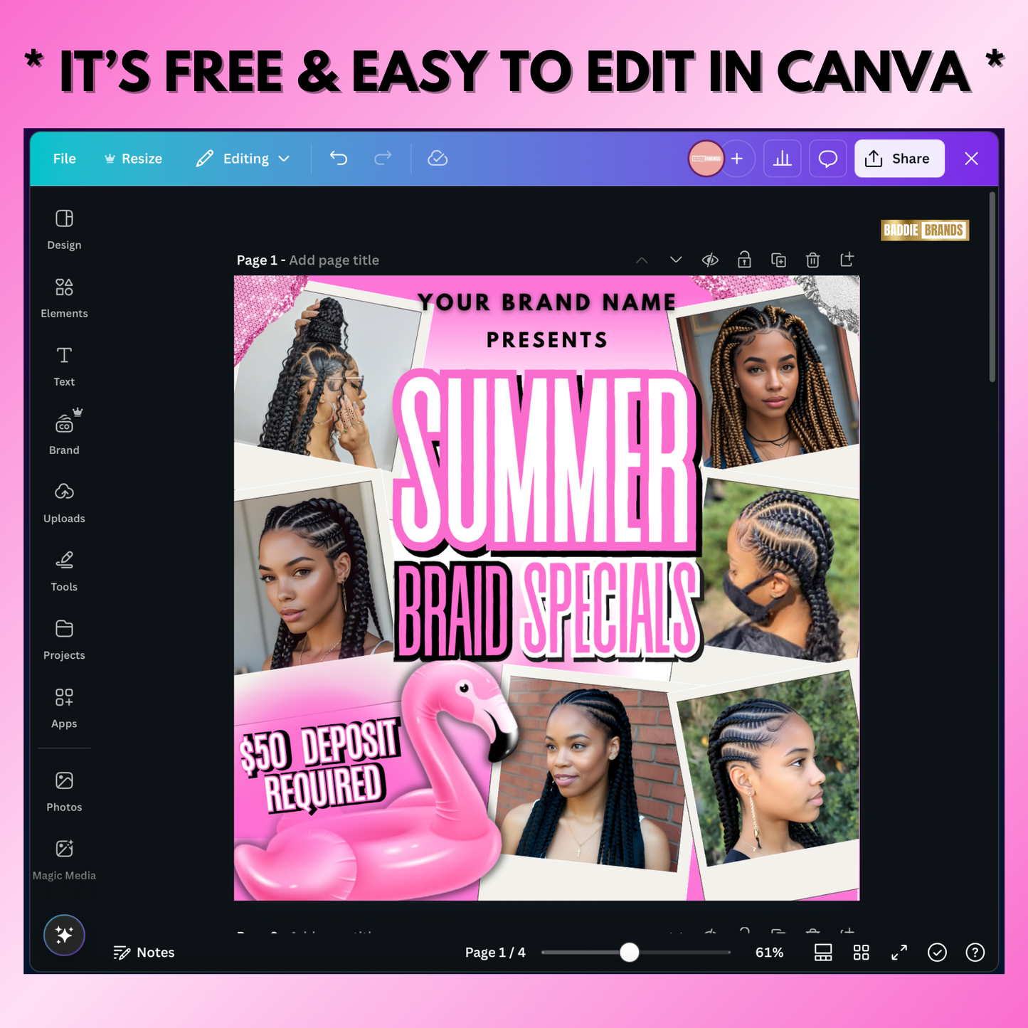 Summer Braid Flyer | June Braid Booking Flyer Template
