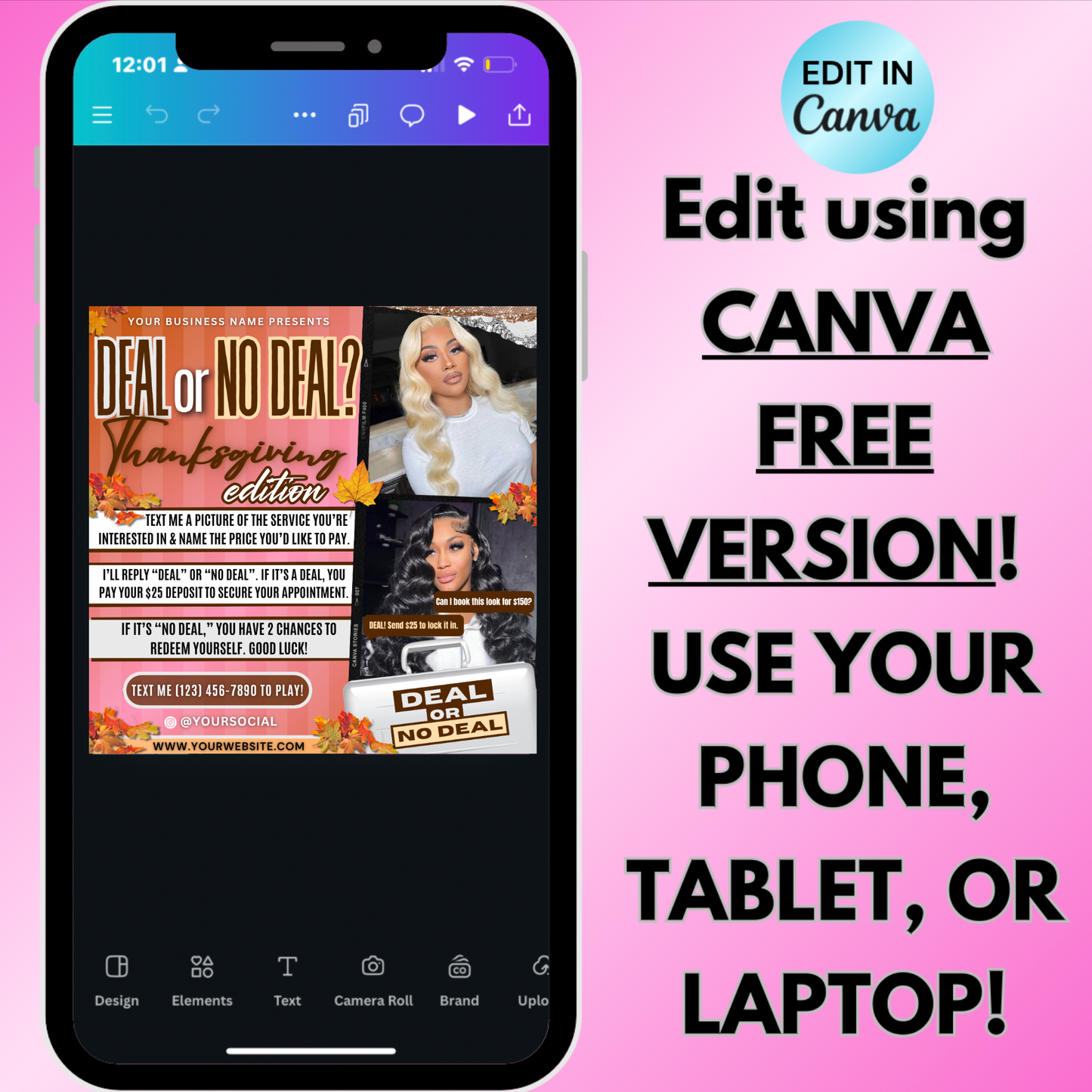 November Deal or no Deal Flyer | Booking Flyer | Thanksgiving Deal or No Deal Flyer