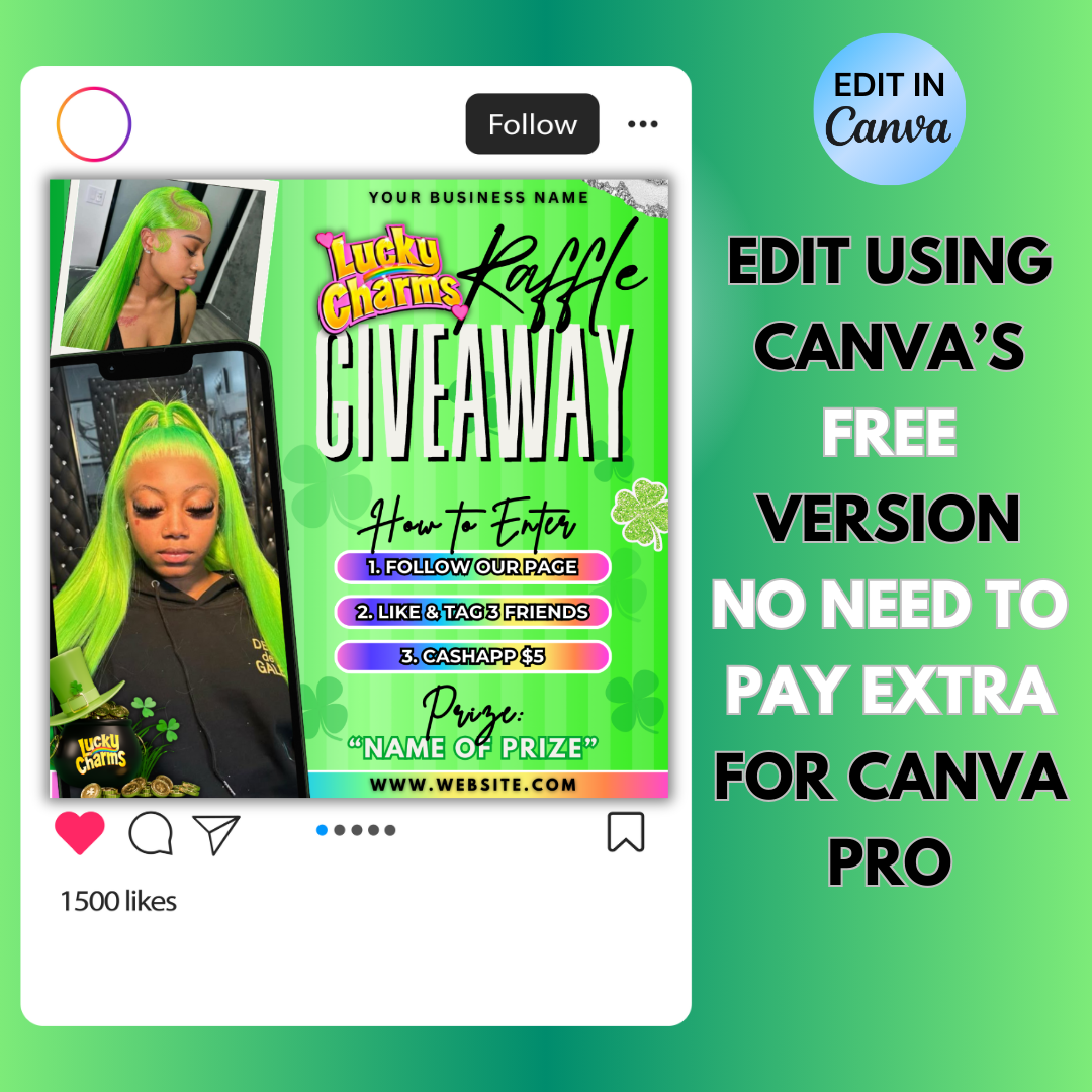 March Raffle Giveaway Flyer Template | Editable in Canva | Spring Promotion Flyer