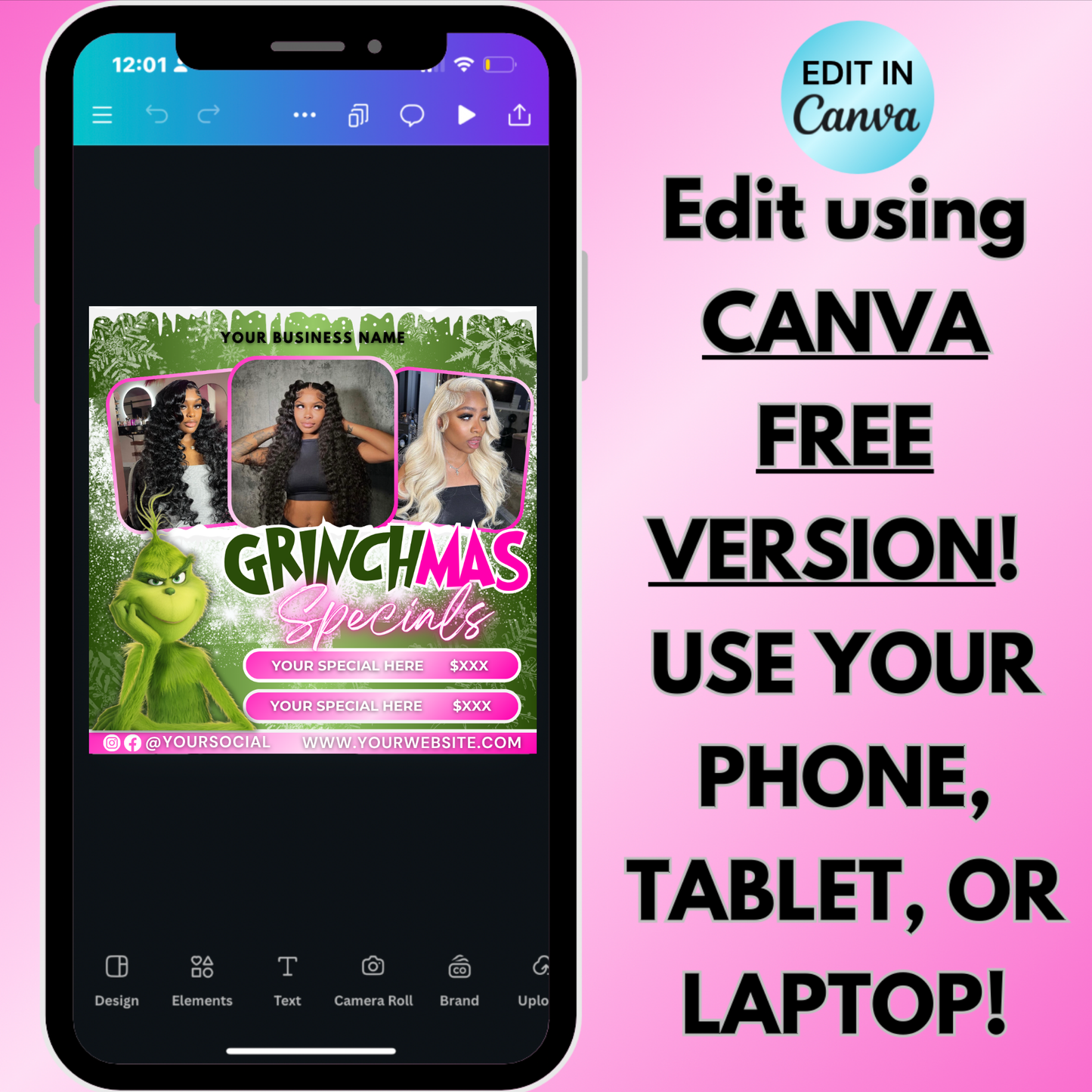 Christmas Booking Flyer | December Booking Flyer | Hair, Lash, Nail, Esthetician | Canva Template