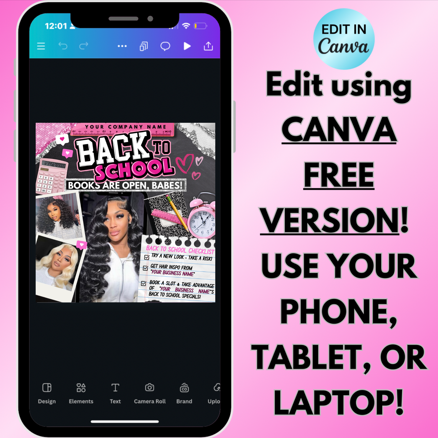 Back to School Specials Flyer | August Booking Flyer - Edit in Canva | Hair, Lash, Nails, Braids, Wigs