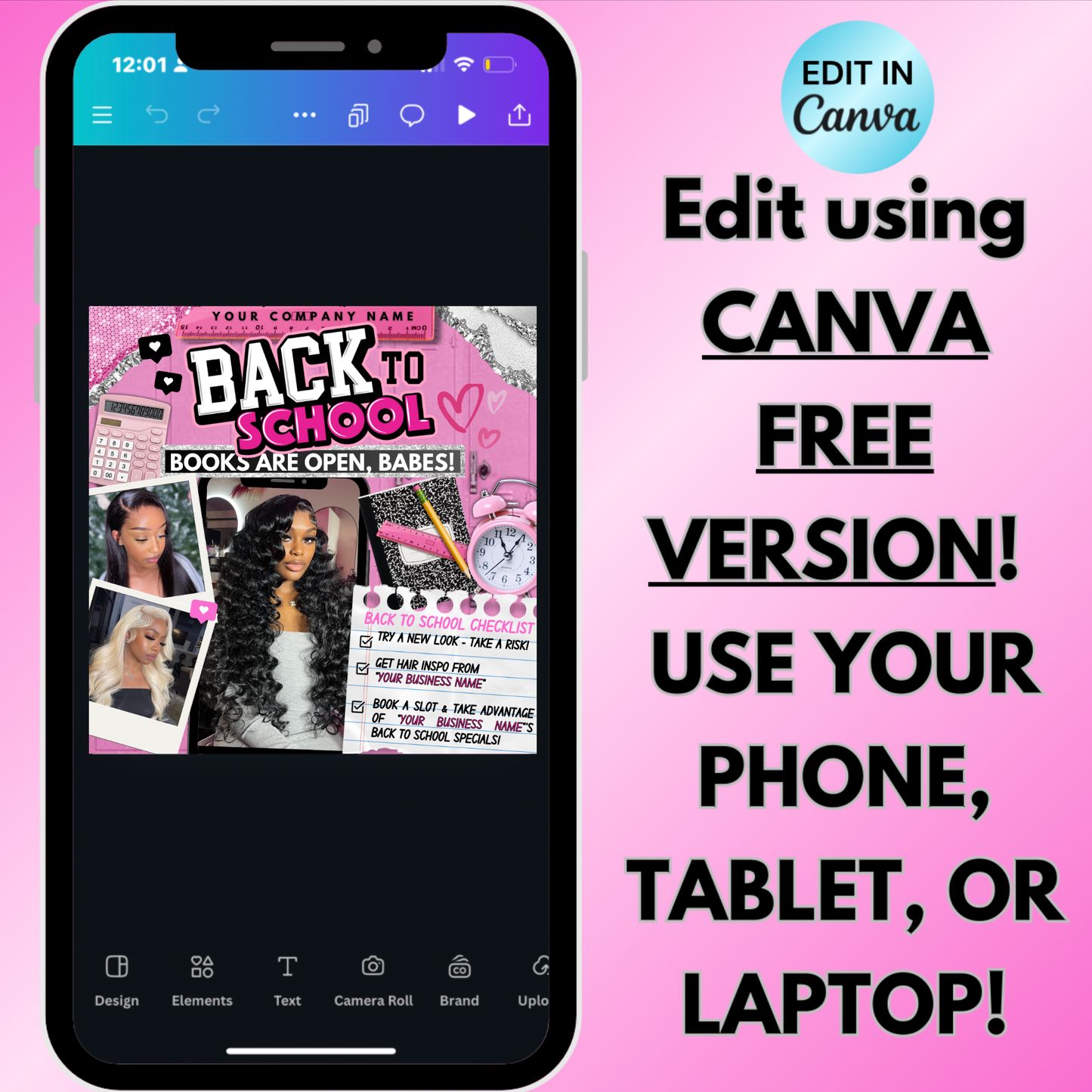 August Booking Flyer | Back to School Flyer - Edit in Canva | Hair, Lash, Nails, Braids, Wigs