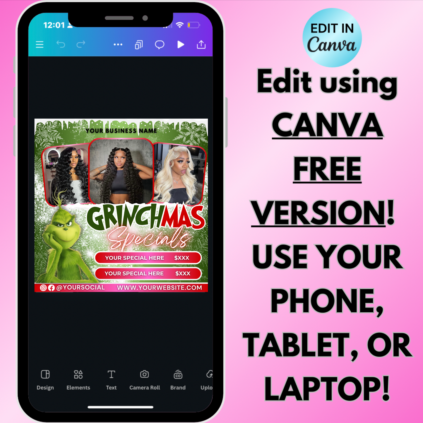 Christmas Booking Flyer for Hairs, Lash, Nail | December Booking Flyer | Canva Template