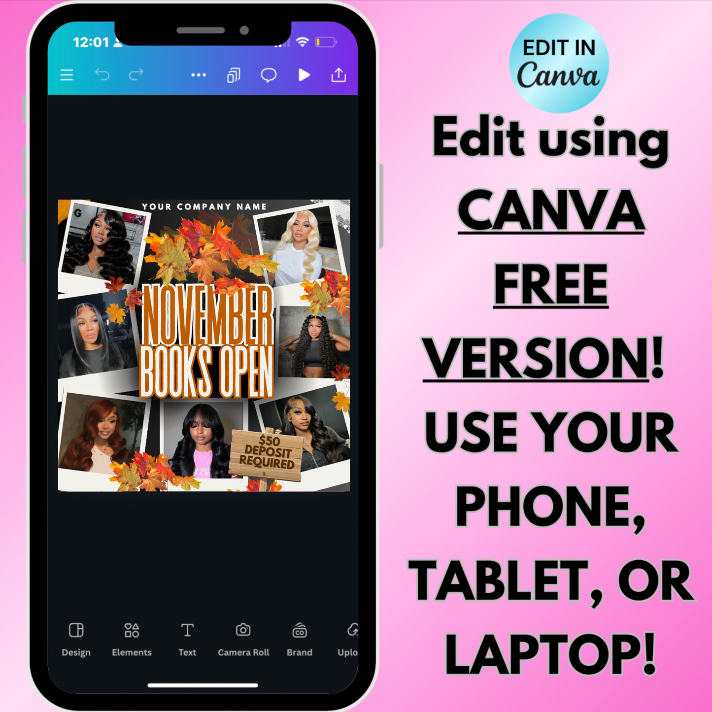 November Booking Flyer for Hairstylists, Lash Techs, Nail Techs + More | Canva Template