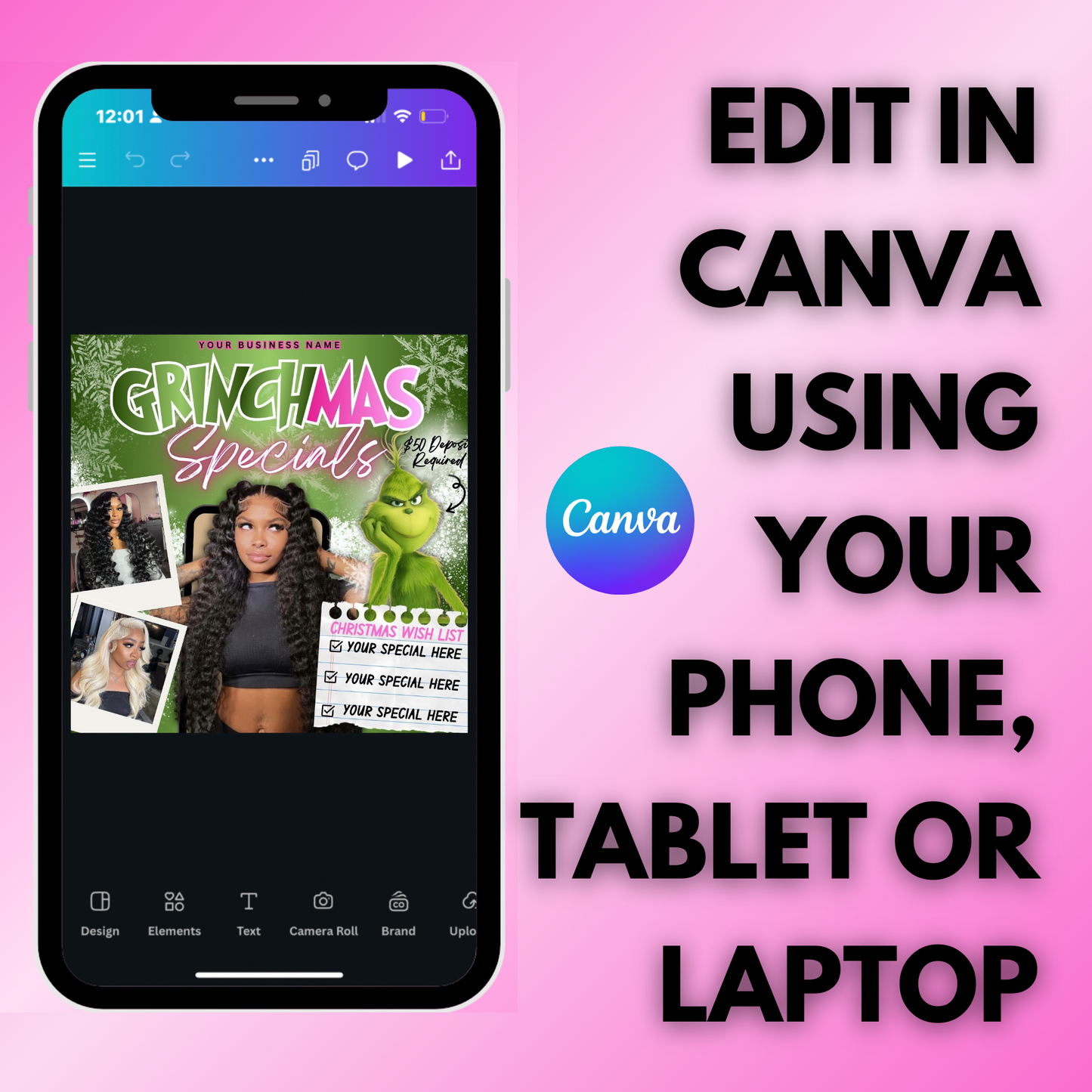 Christmas Booking Flyer for Hairstylists, Lash Techs, Nail Tech | December Booking Flyer | Canva Template