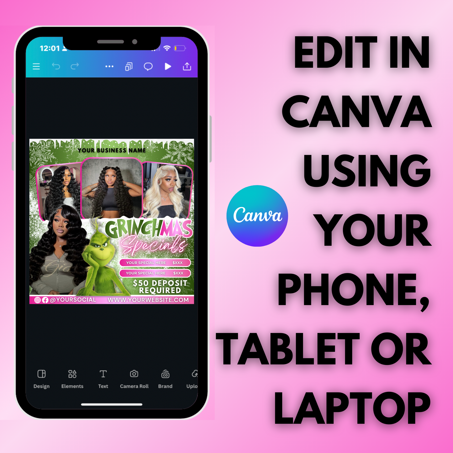 Christmas Booking Flyer for Hairs, Lash, Nail | December Booking Flyer | Canva Template