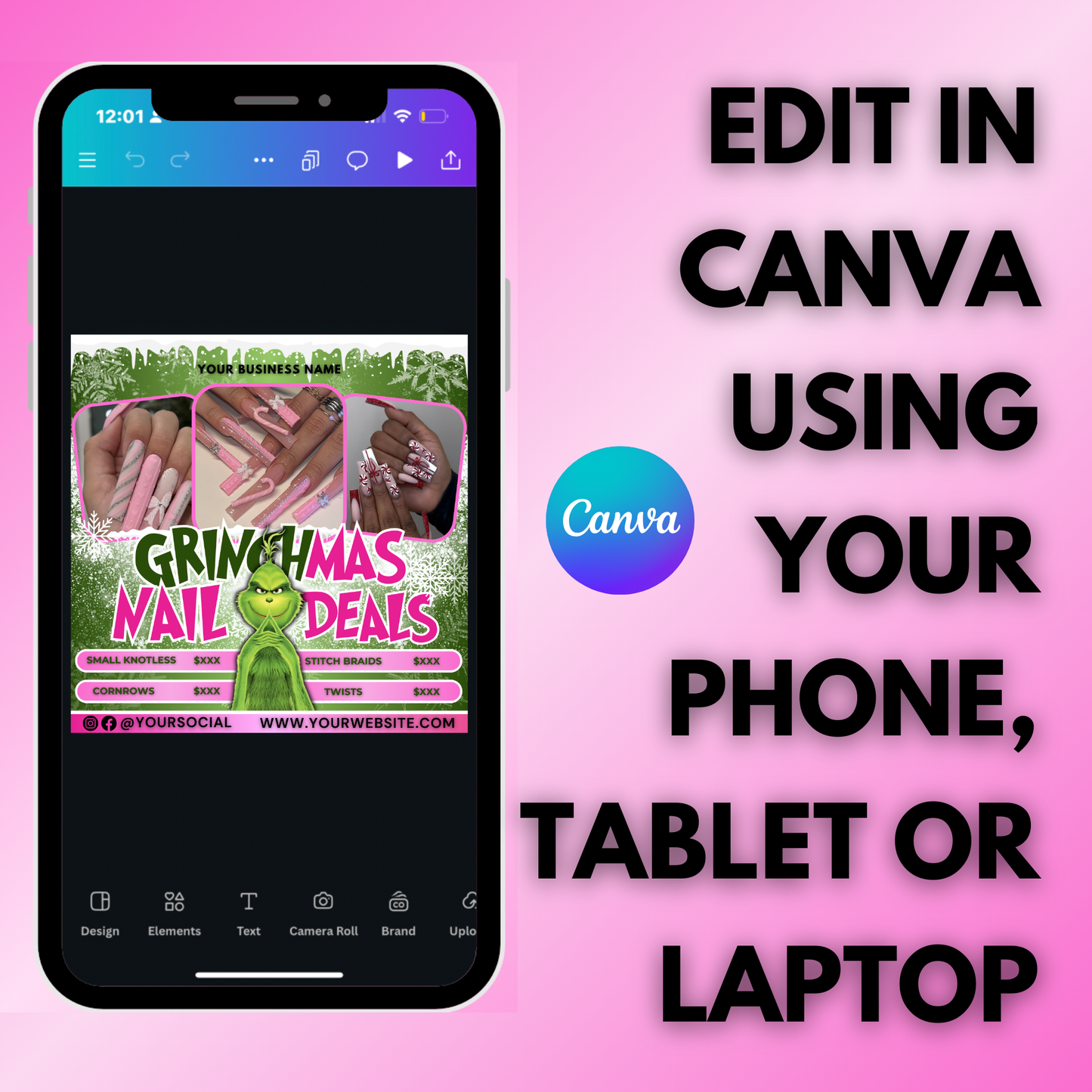 Christmas Nail Flyer, December Booking Flyer Editable Template | Edit in Canva