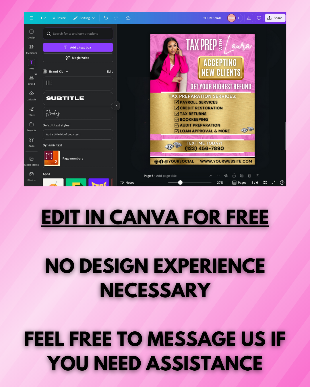 Tax Flyer, Tax Prep Referral Program Flyer, Income Tax Flyer Editable Template | Edit in Canva