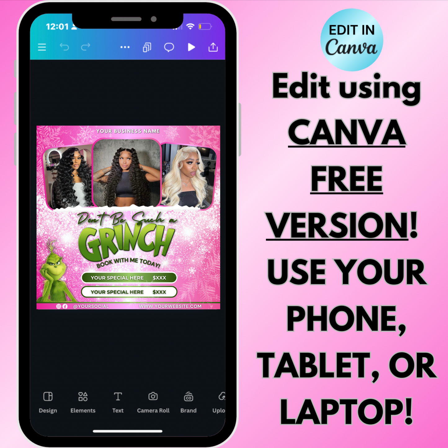 Christmas Booking Flyer for Hairstylists, Lash Techs, Nail Techs | December Booking Flyer | Canva Template