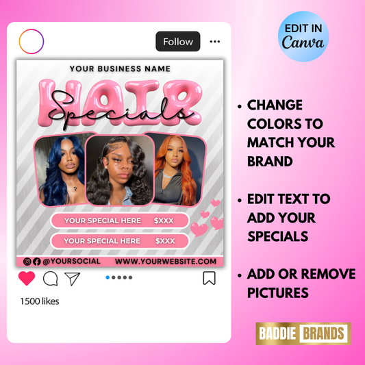 Hair Booking Flyer Template | Hair Flyer | Hair Stylist Flyer | Wig Flyer