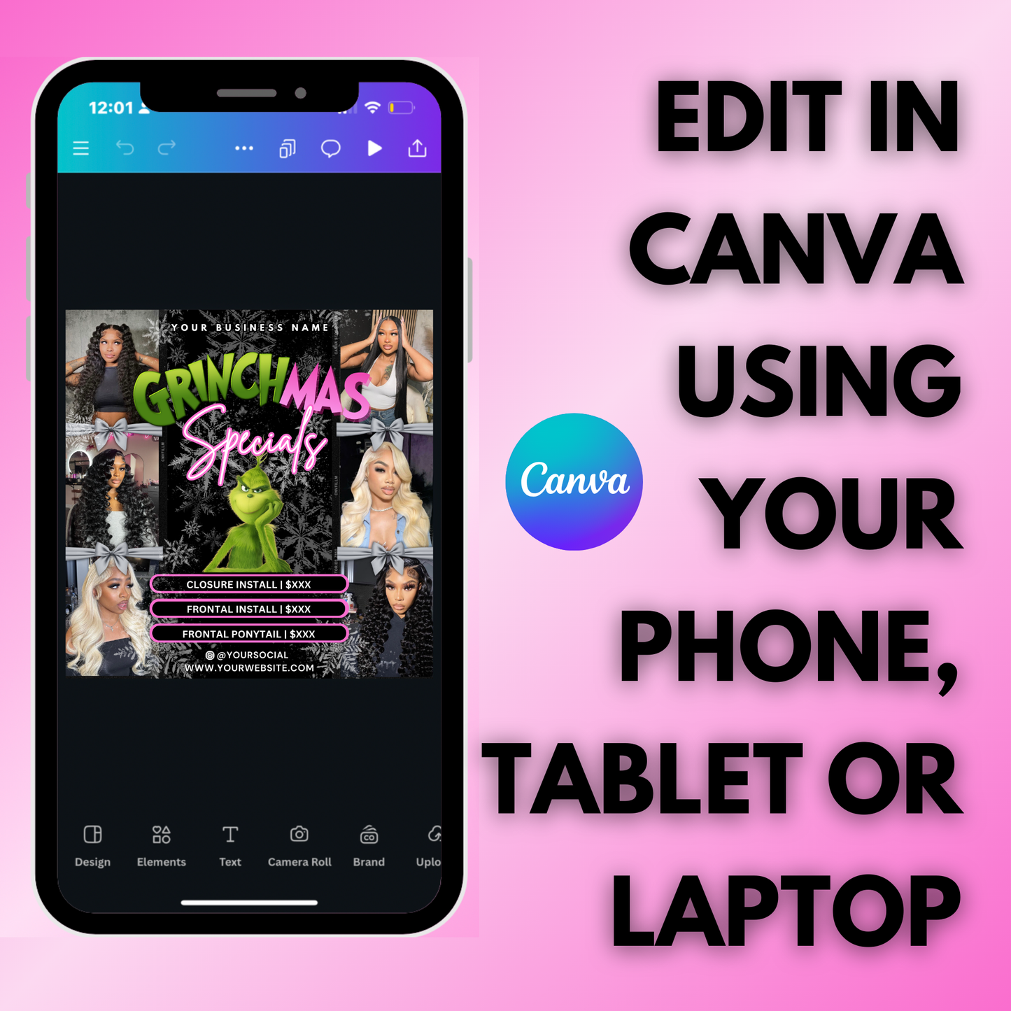 Christmas Booking Flyer for Hairstylists, Lash Techs, Nail Tech | December Booking Flyer | Canva Template