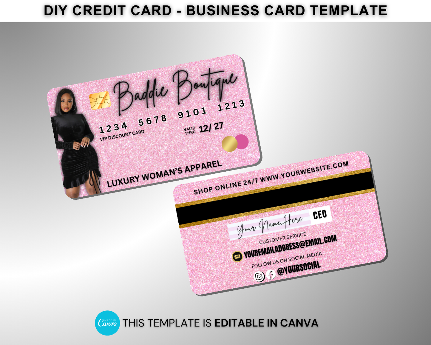 Credit Card Business Card Template | PVC Card | Edit in Canva