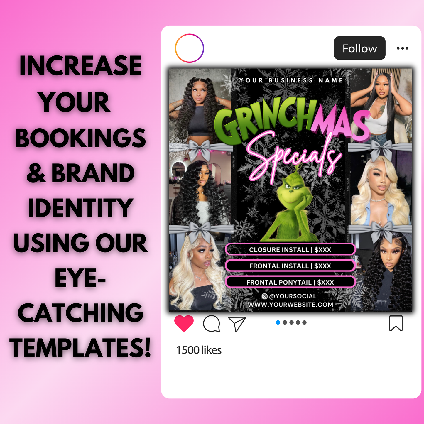 Christmas Booking Flyer for Hairstylists, Lash Techs, Nail Tech | December Booking Flyer | Canva Template