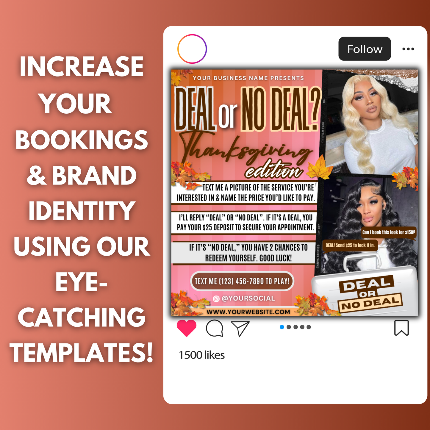 November Deal or no Deal Flyer | Booking Flyer | Thanksgiving Deal or No Deal Flyer