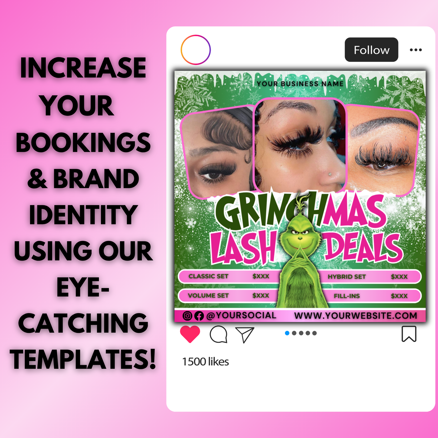 Christmas Lash Flyer, December Booking Flyer, Editable Template | Edit in Canva