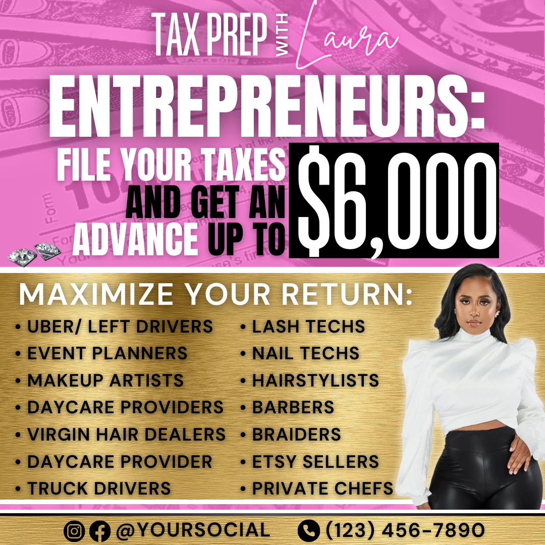 Tax Prep Flyer Bundle, Tax Prep Referral Program | Canva Template