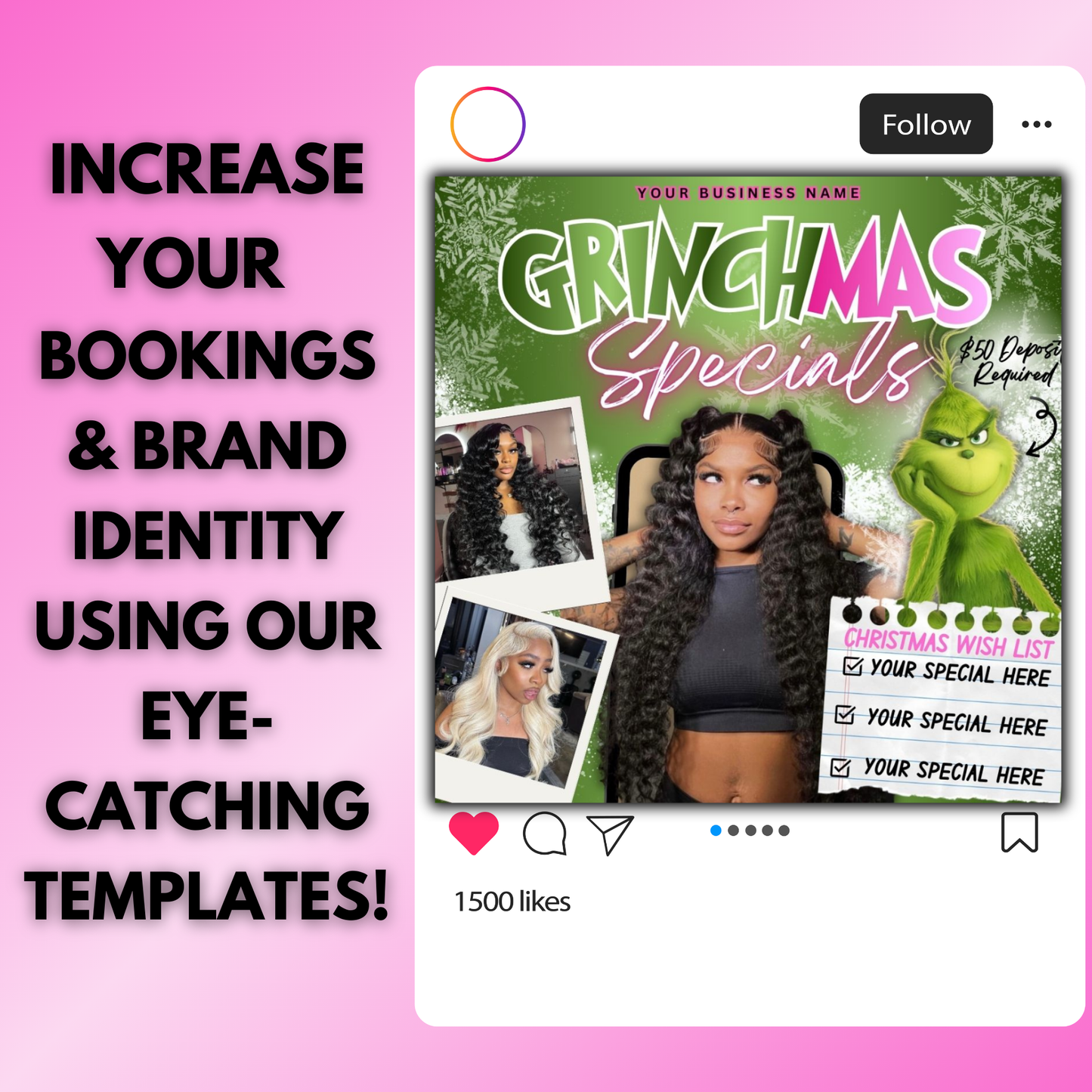 Christmas Booking Flyer for Hairstylists, Lash Techs, Nail Tech | December Booking Flyer | Canva Template