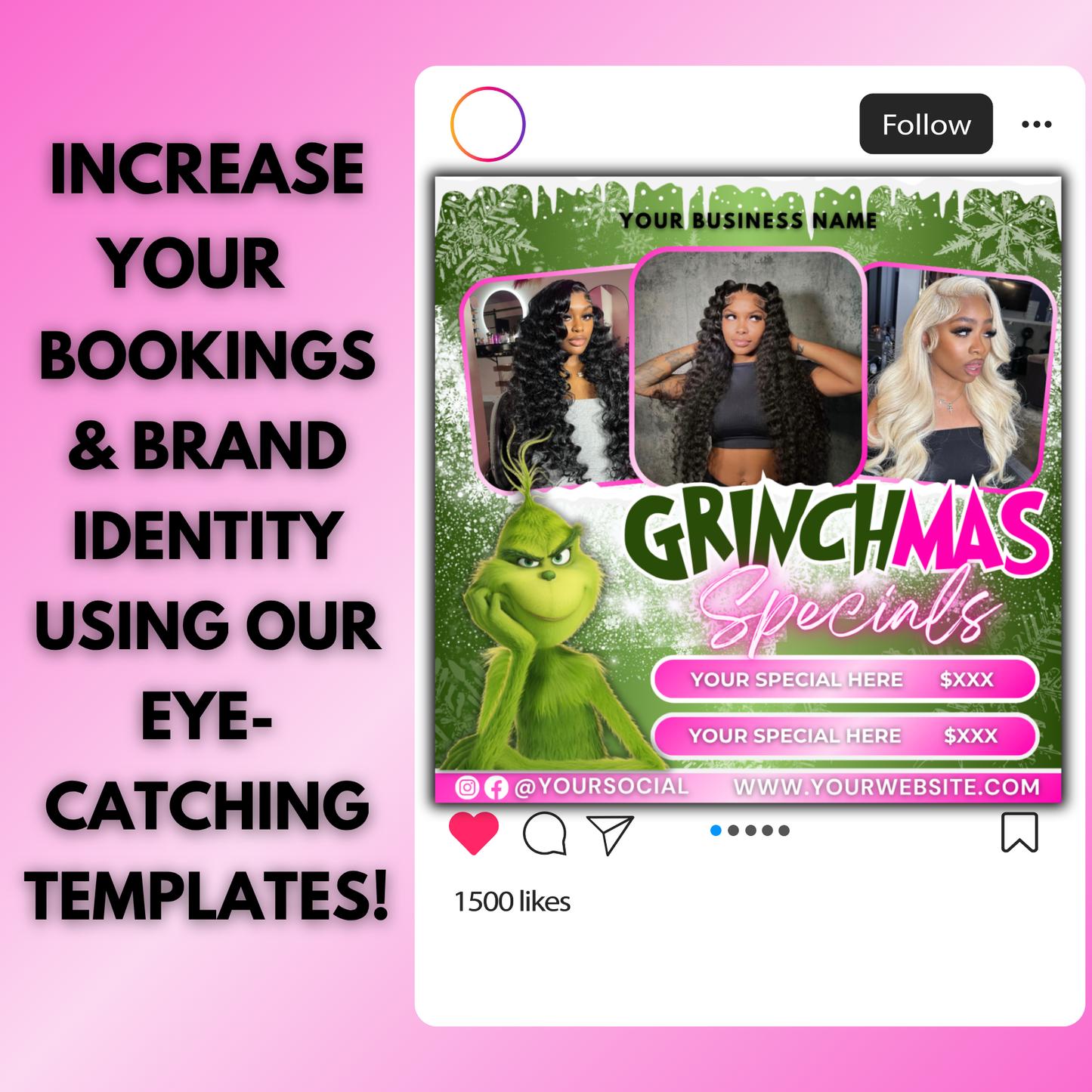 Christmas Booking Flyer | December Booking Flyer | Hair, Lash, Nail, Esthetician | Canva Template
