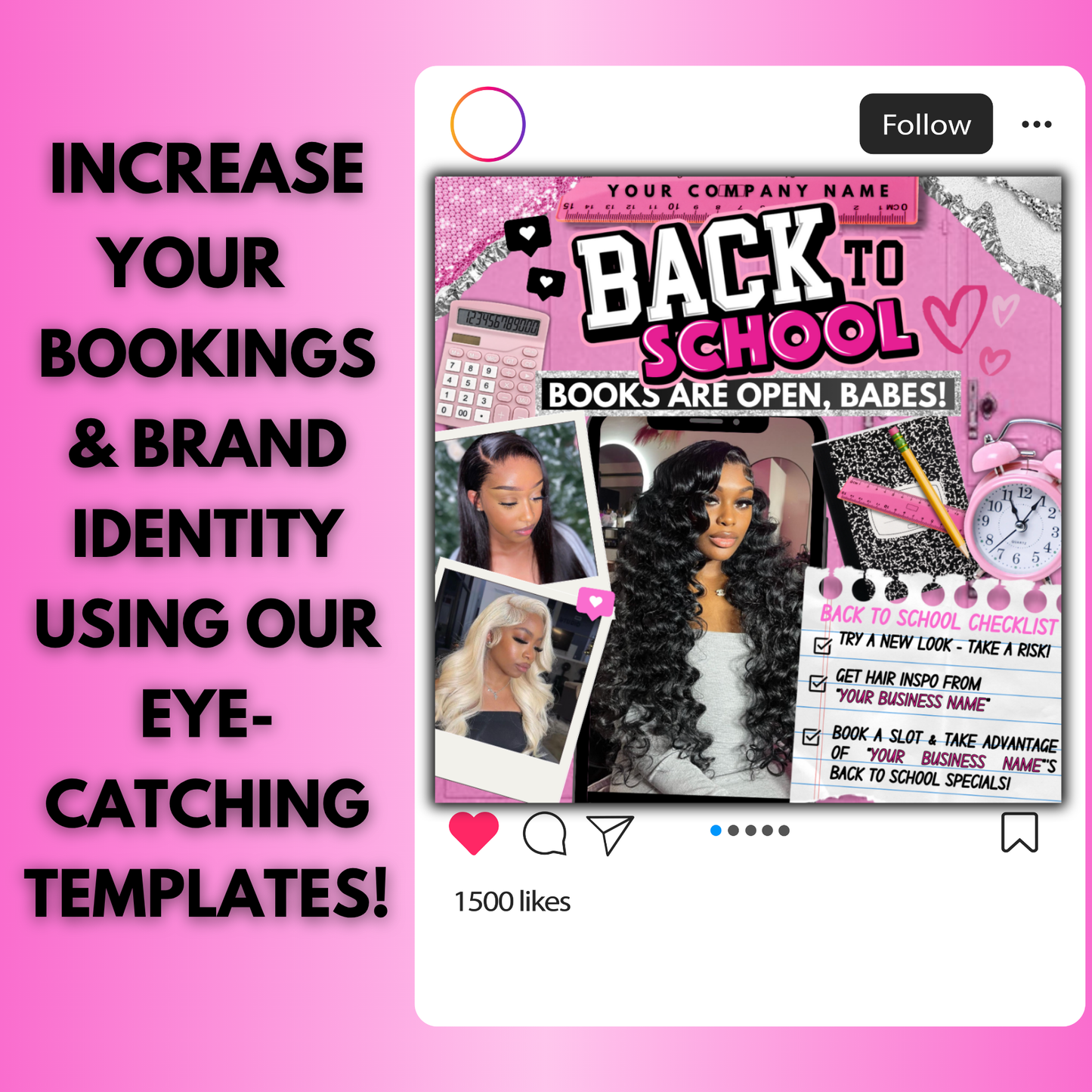 August Booking Flyer | Back to School Flyer - Edit in Canva | Hair, Lash, Nails, Braids, Wigs
