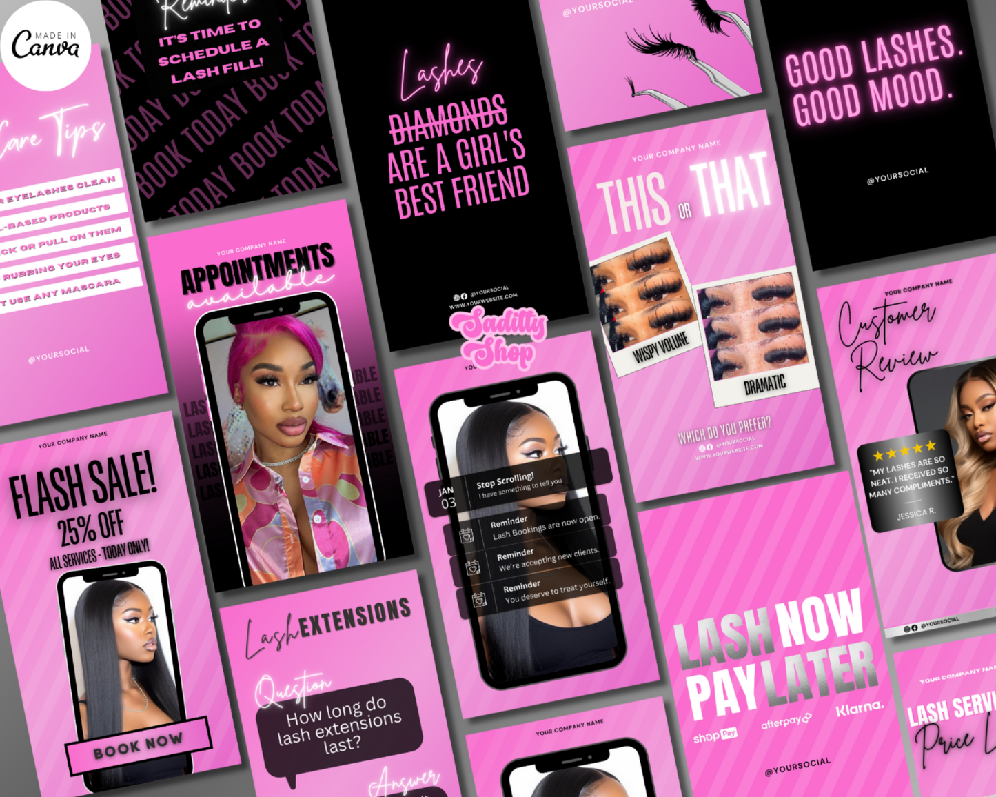Lash Booking Flyer - 100 Social Media Posts, Instagram Bundle | Lash Content, Lash Instagram Posts, Lash Booking
