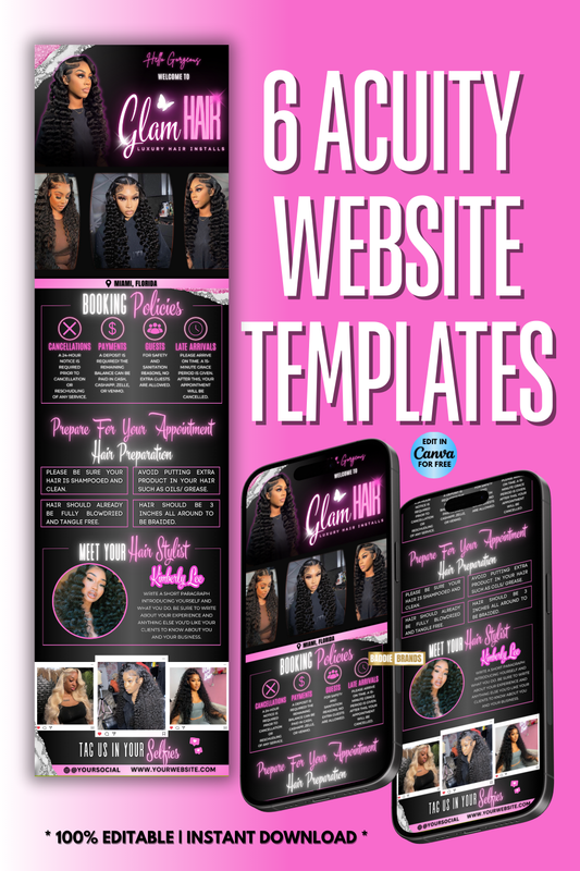 Acuity Scheduling Website Template | Hair Booking Website | Hair, Lash, Nail