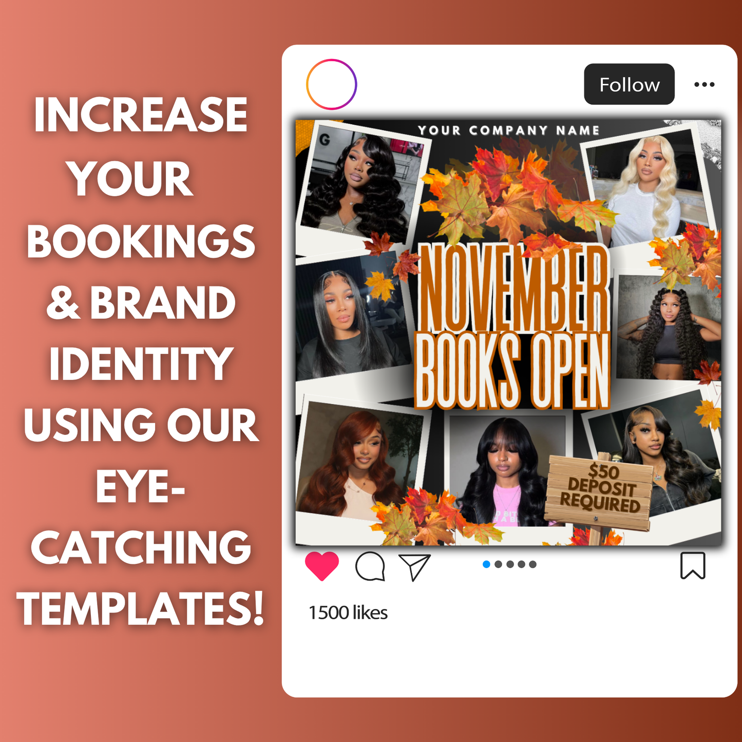 November Booking Flyer for Hairstylists, Lash Techs, Nail Techs + More | Canva Template